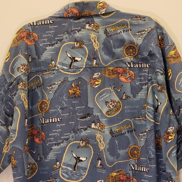 David Carey Originals Button Up Graphic Print State Shirt Maine Men's XL - Picture 5 of 12